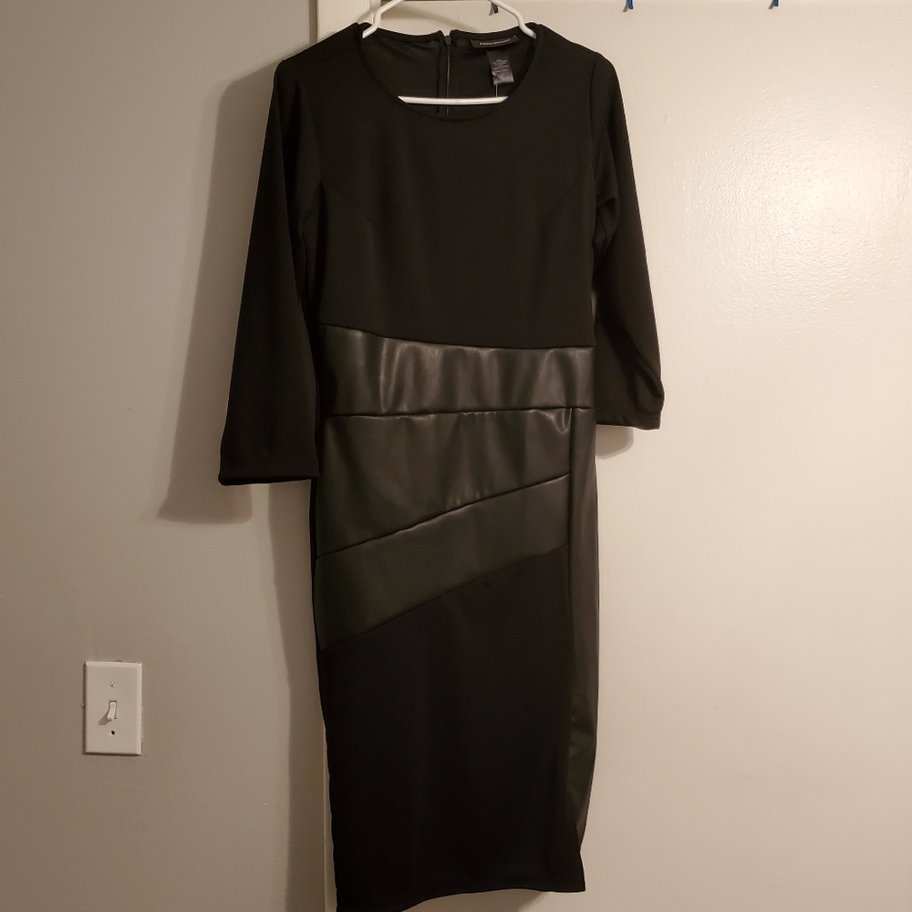 Ashley Stewart Pu Trim Shift Dress